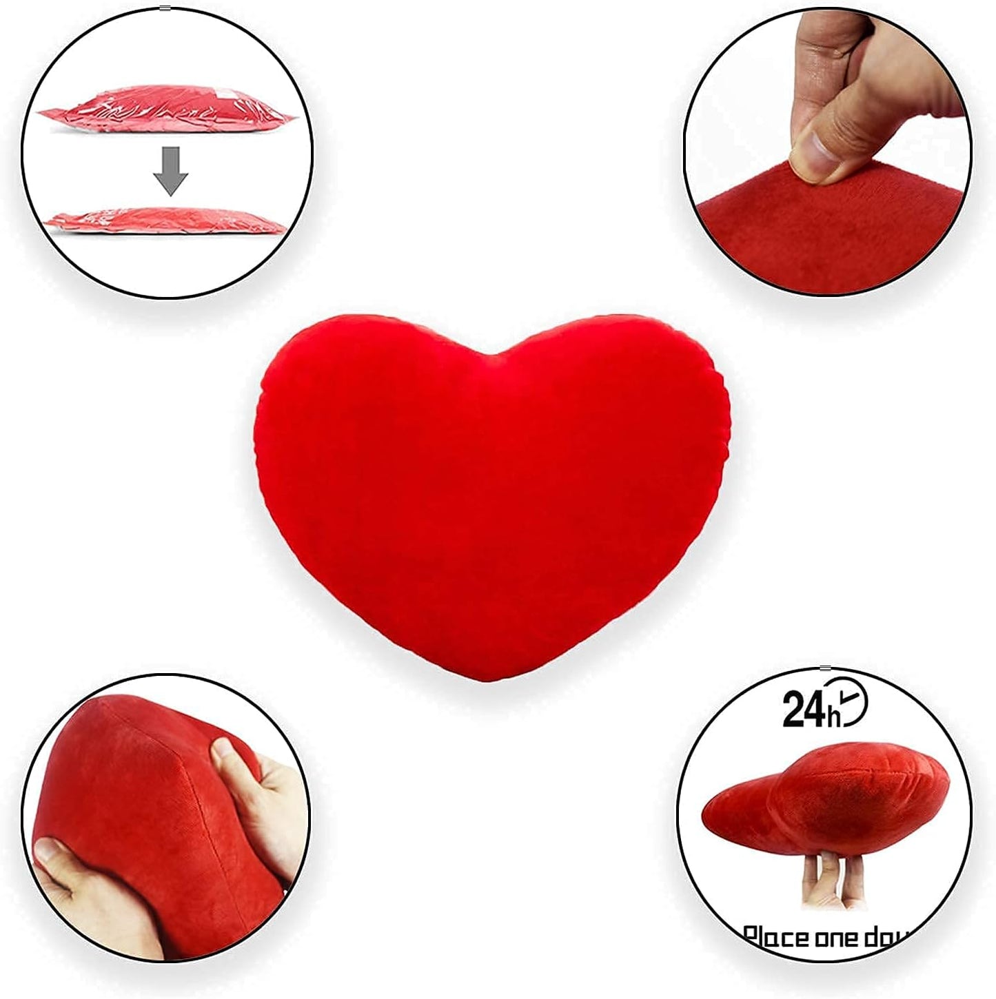 Cute Plush Red Heart Pillow Cushion Toy - Throw Pillows Gift for Kids, Friends, Children, Girls - Fit for Living Room, Bedroom, Dining Room, Office, Sofa, Cars, Chairs