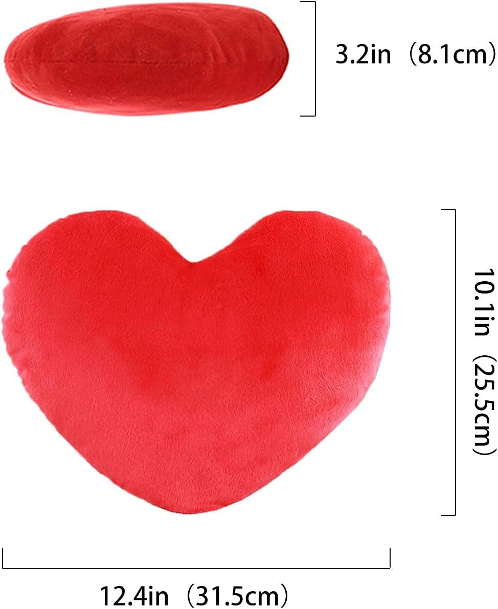 Cute Plush Red Heart Pillow Cushion Toy - Throw Pillows Gift for Kids, Friends, Children, Girls - Fit for Living Room, Bedroom, Dining Room, Office, Sofa, Cars, Chairs