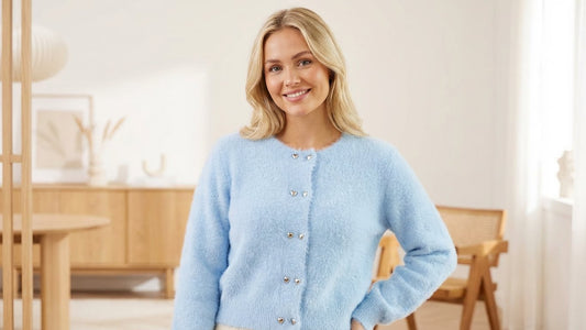 Vintage Stickad Kofta med Knappar – Dam | 5 Färger | S–L